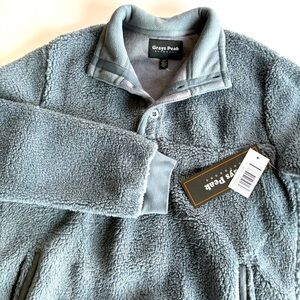 Grays Peak Outdoors Men's Small Slate 1/4 Snap‎ Pullover Fuzzy Teddy Fleece